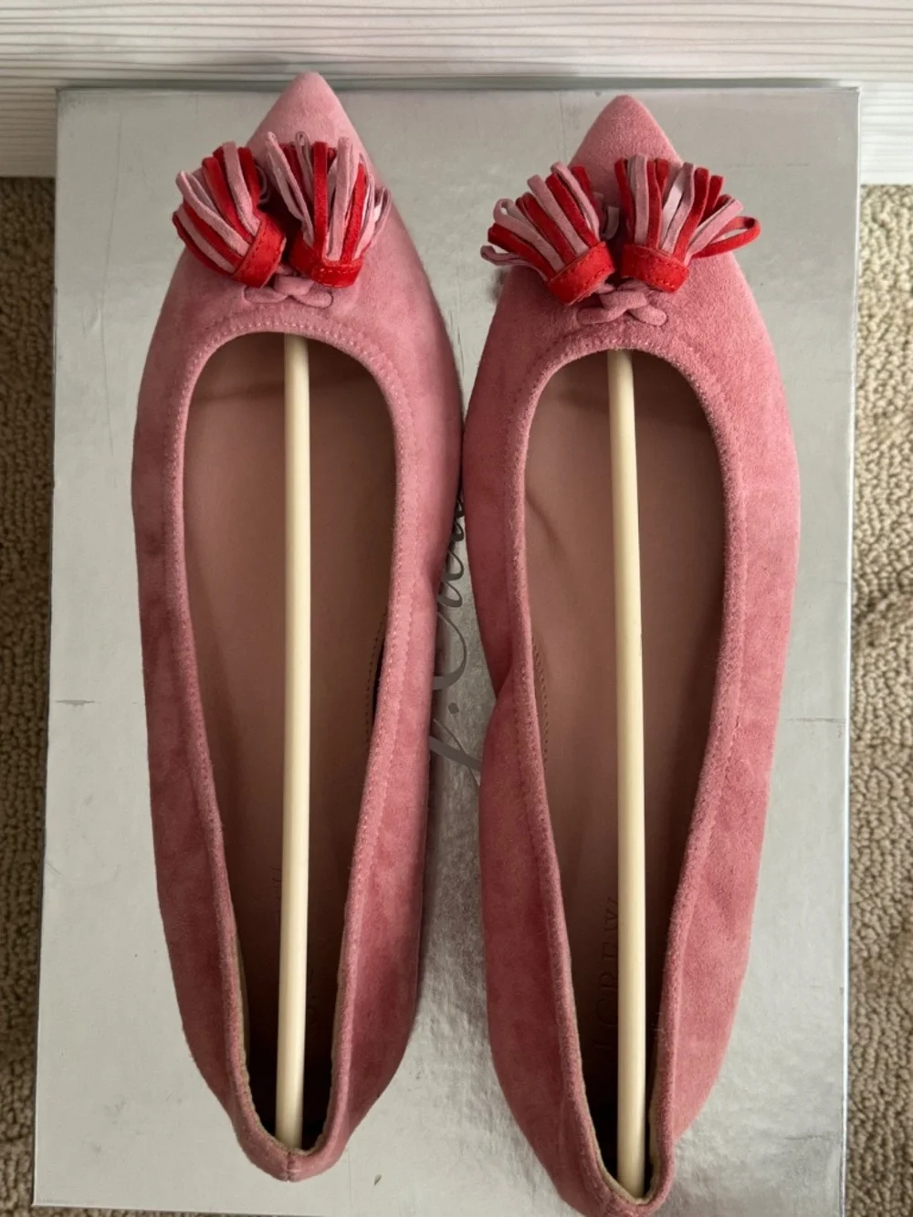 J Crew Pink Suede Flats
